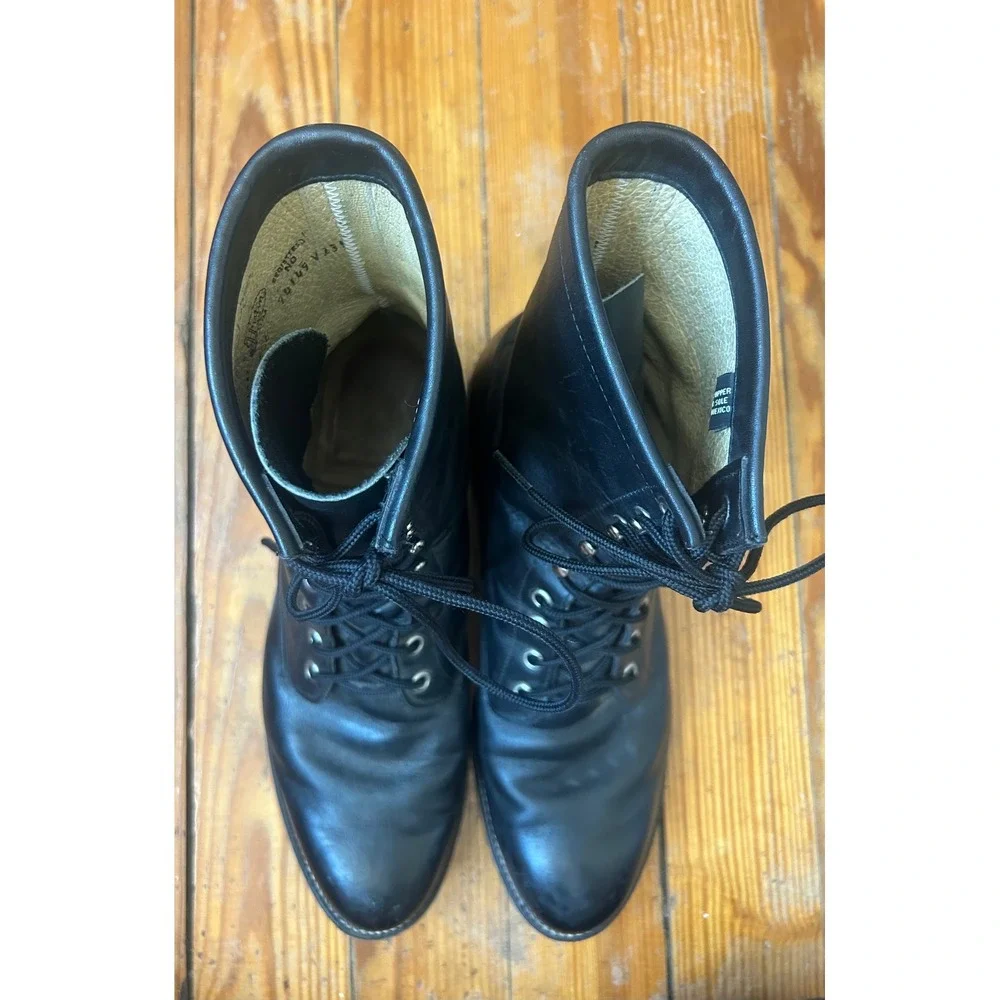 Justin 506 Mens Black Leather Lace Up Combat Work Boots Style 74149 Size 9.5 EE